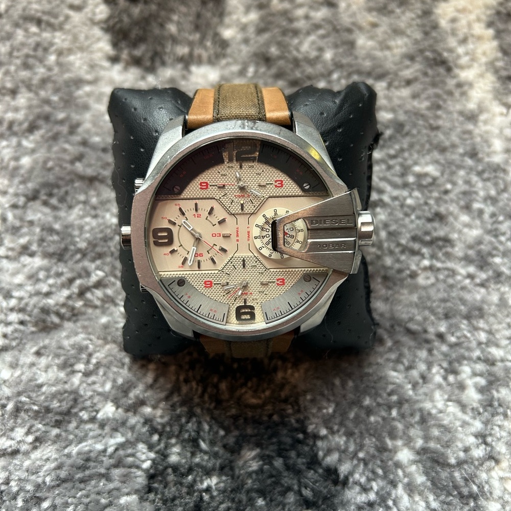 Diesel Men's Watch in Tan and Silver with Cream Dial